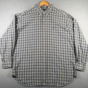Ralph Lauren Blake Mens XL Plaid Button Down Shirt Blue Cotton Long Sleeve Pony